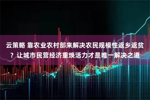 云策略 靠农业农村部来解决农民规模性返乡返贫？让城市民营经济重焕活力才是唯一解决之道