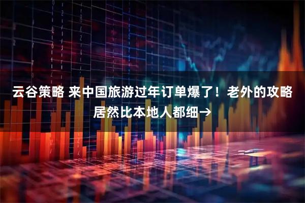 云谷策略 来中国旅游过年订单爆了！老外的攻略居然比本地人都细→